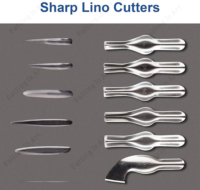 Falling in Art Carving Blocks Stamp Making kit, Linoleum Blocks Printing Kit with 6 Shaped Blades Cutting Tool,12 Pack Rubber Carving Blocks and 3 Carbon Papers for Printmaking, Stamps, Crafts