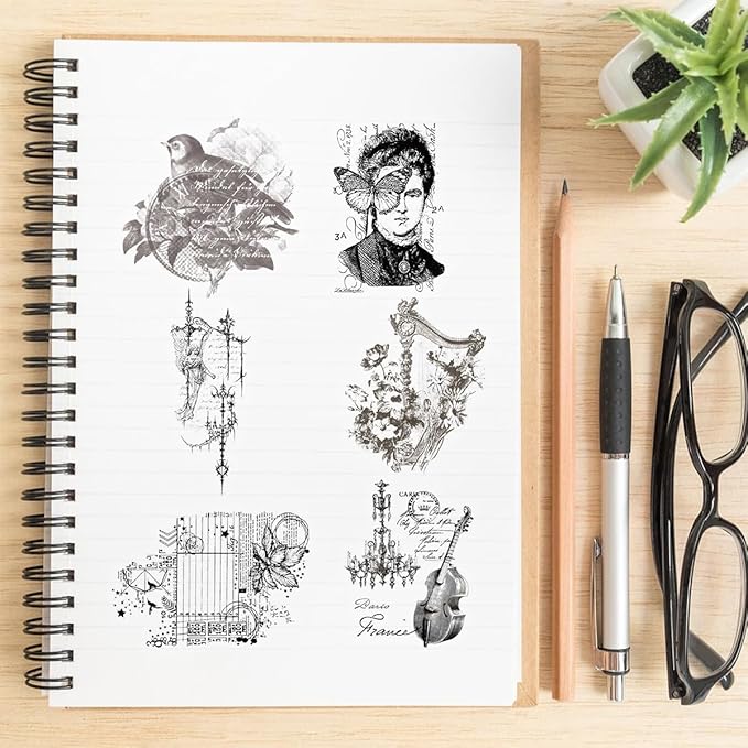 50PCS Vintage French Aesthetic Scrapbook Stickers – Clear Retro Paris Floral Postage Stickers for Journals, Card Making, Planners Diary Decoration