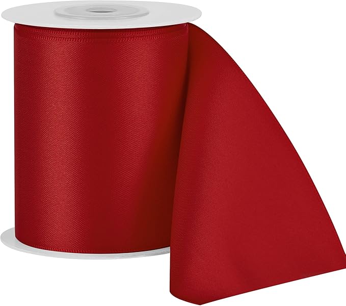 LIUYAXI Red Double Face Satin Ribbon,3" X Continuous 10 Yards,Ribbons Perfect for Chair Sash Wedding Bouquet Sewing Party Decoration Bows Making