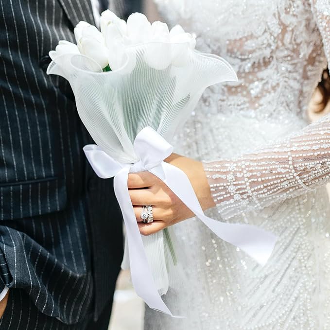 Double Face White Satin Ribbon 1-1/2 inch X 50 Yards Polyester White Ribbon for Gift Wrapping Very Suitable for Weddings Party Hair Bow Invitation Decorations and More