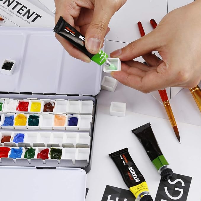 MYARTOOL Metal Tin Paint Case, Fold-Out Palette Holds 48 Half Pans, Travel Palette, Acrylic and Watercolor