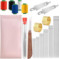 42Pcs Big Eye Steel Sewing Needles Kit, Include 30 Steel Needles, 1 Seam Sewing Thread Ripper, 2 Needle Threaders, 5 Threads, 2 Thimbles, 1 Storage Tube,1 Storage Bag for Mending, Gift for Lovers