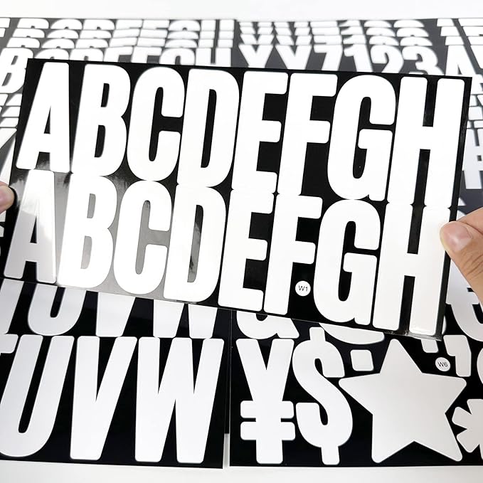 400 Pcs 24 Sheets Large Letter Stickers 2.5 Inches White Alphabet Number Self Adhesive Sticker for Bulletin Board, Classrooms, Mailbox, Scrapbooking, Poster Board, Wall Vinyl Stick On
