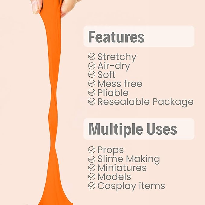 BOHS Orange Modeling Foam Clay - 1.1 Lbs, Squishy,Soft, Air Dry -for Flower Mirror,Cosplay,Fake Bake, Slime Supplies-500g