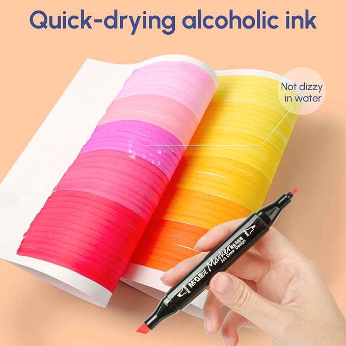M&G 168 Colors Alcohol Markers, Stocking Stuffers, Christmas gift Dual Tip Markers, Chisel & Fine Alcohol-based Art Marker Set for adult Coloring Illustration