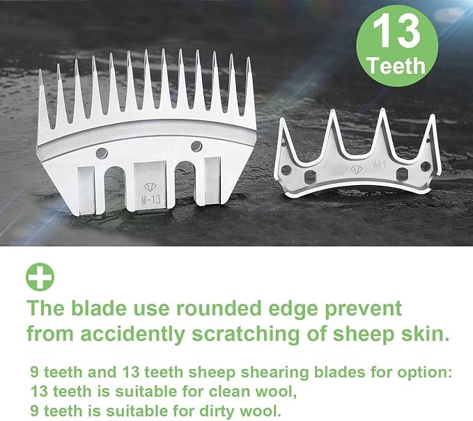 13 Tooth Pet & Livestock Shearing Replacement Blades for fit Oster, Lister, Heiniger Sheep Clippers, Detachable Animal Trimmer Shears for Grooming Goats, Lambs, Llamas, Alpacas (13 Tooth)
