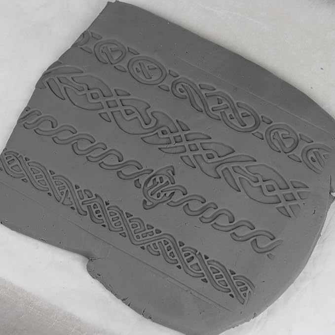 Stone Knot Clay Texture Roller (4") - Seamless Border Set #01 - Embossing Pattern Roller for Polymer & Ceramic Clay, Pottery & Crafts