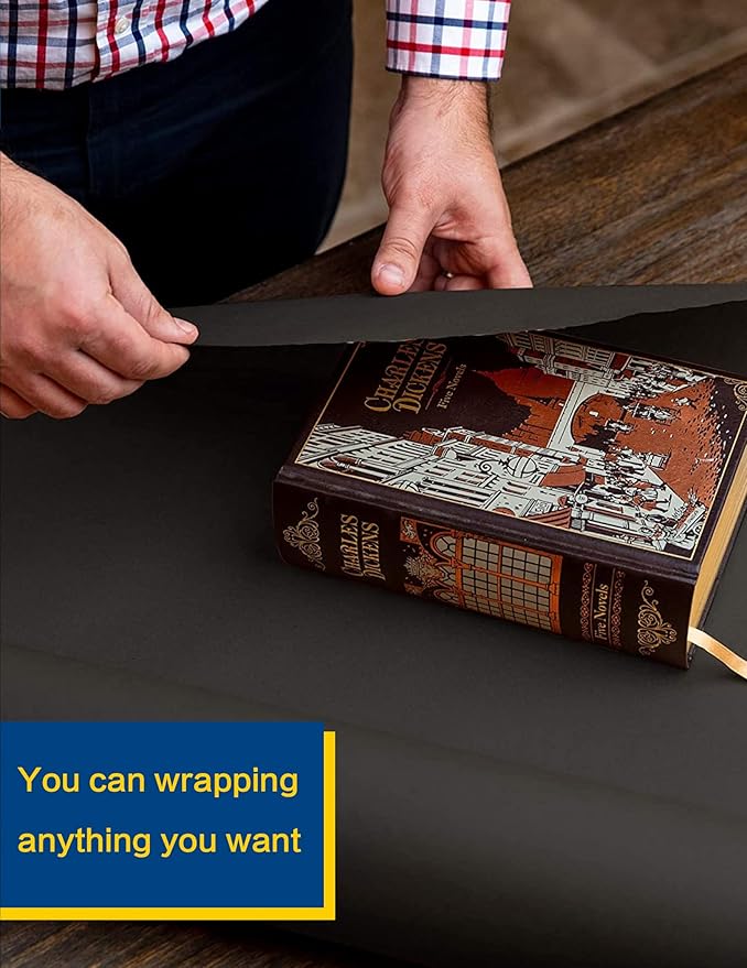 Kraft Paper Roll 12" x 98ft, Black Craft Paper 80GMS for Gift Package/Bouquet Flower Wrapping/Kids Arts Drawing/Bulletin Board/DIY/Box Moving Filler/Shipping Supplies/Table Cover, Unwaxed & Uncoated