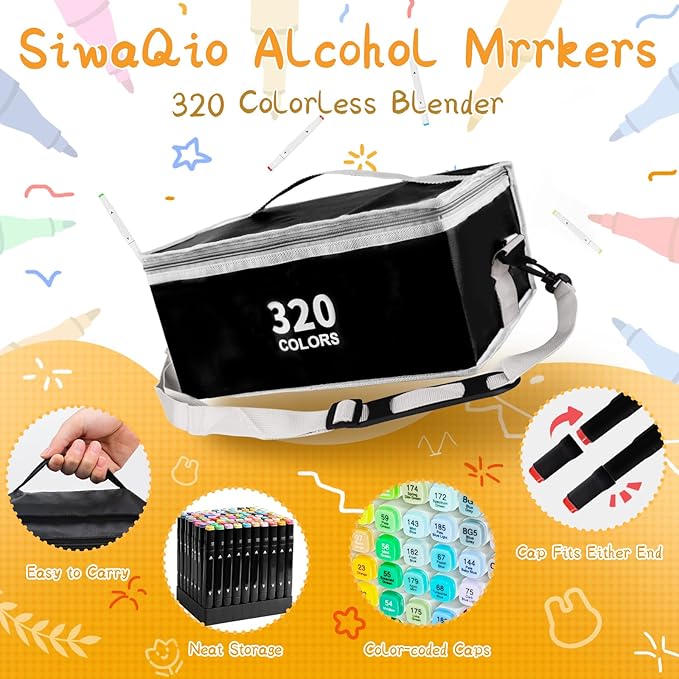 320 Colors Alcohol Markers with APP, Dual Tip Art Marker for Adults Coloring Books, Alcohol Based Illustration Markers Set for Adult Artist Drawing Sketching Painting Lettering Cards