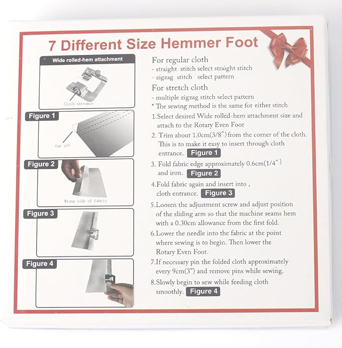 HONEYSEW Rolled Hemmer Presser Foot for Brother Singer Janome Sewing Machine 7pcs in 1 Set