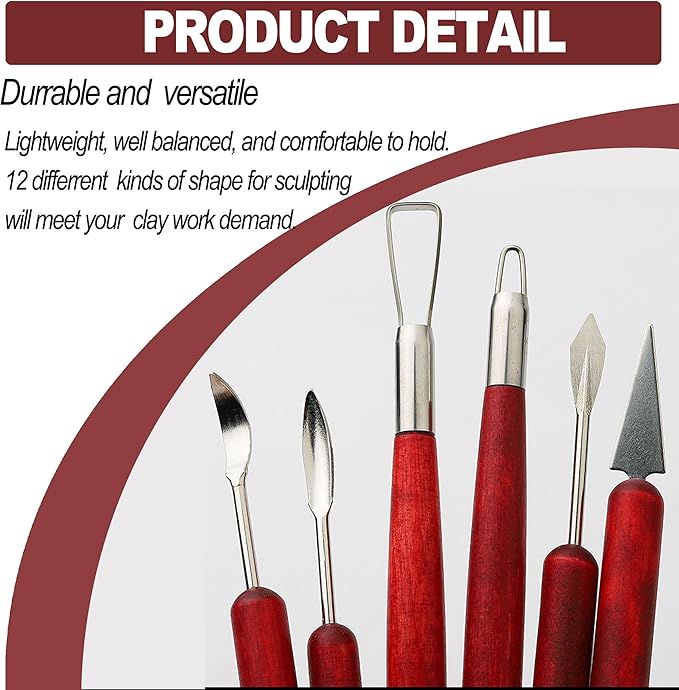 LINPHCEY 6-Piece Clay Sculpting Tools Set Perfect for Polymer Air Dry Modeling Clay Beginners & Professionals Ideal for DIY Pottery & Ceramics Tools for Clay Sculpting & Crafting