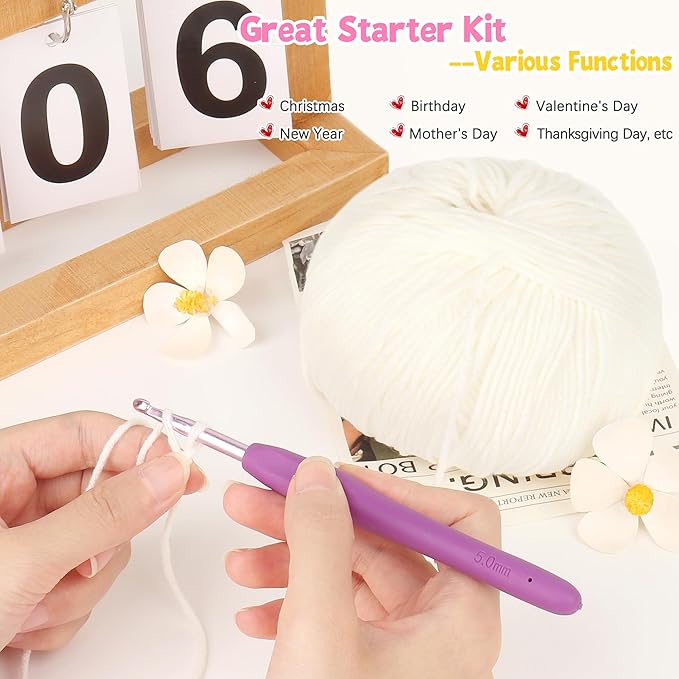 Katech Cotton Yarn for Crocheting-55% Cotton 45% Acrylic-4 Medium (Worsted)-Super Soft Milk Cotton Yarn-Great Crochet and Knitting Starter Kit for Colorful Craft（White）
