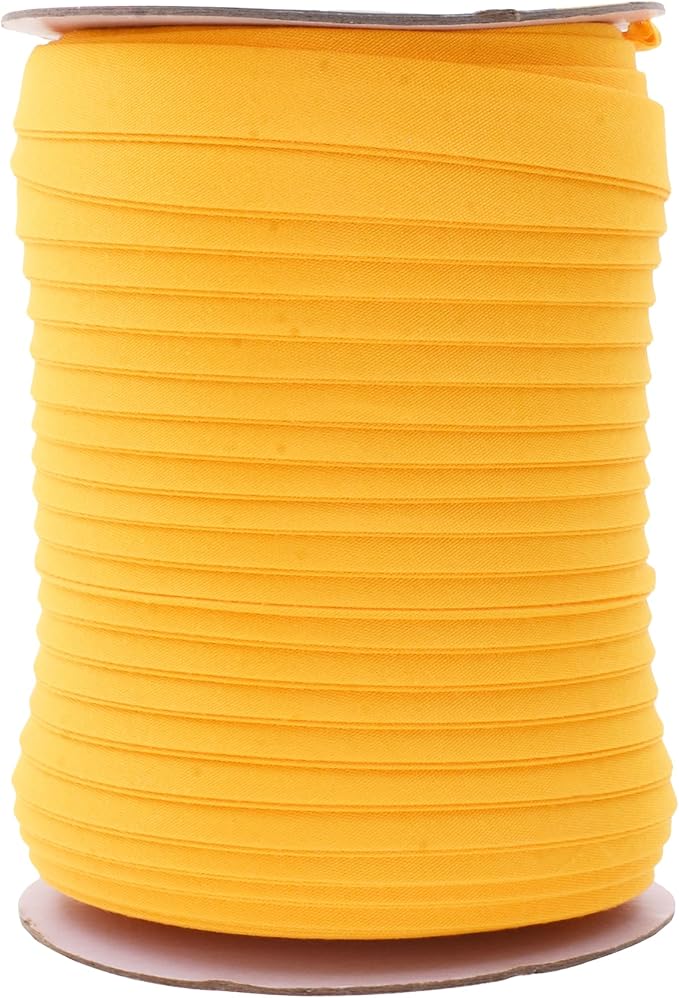 Mandala Crafts 55 Yards 1/2 Inch Mustard Yellow Double Fold Bias Tape for Sewing - Bias Binding Tape for Quilting Binding, Hemming, Seam, and Fabric Piping