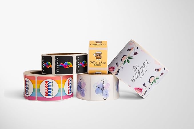Build Your Own Stickers - Any Design + Logo - Personalize Business - 50+ Roll - Multi Shapes, Sizes, Backgrounds, Text - Gloss/Matte Labels (2 inch Square)