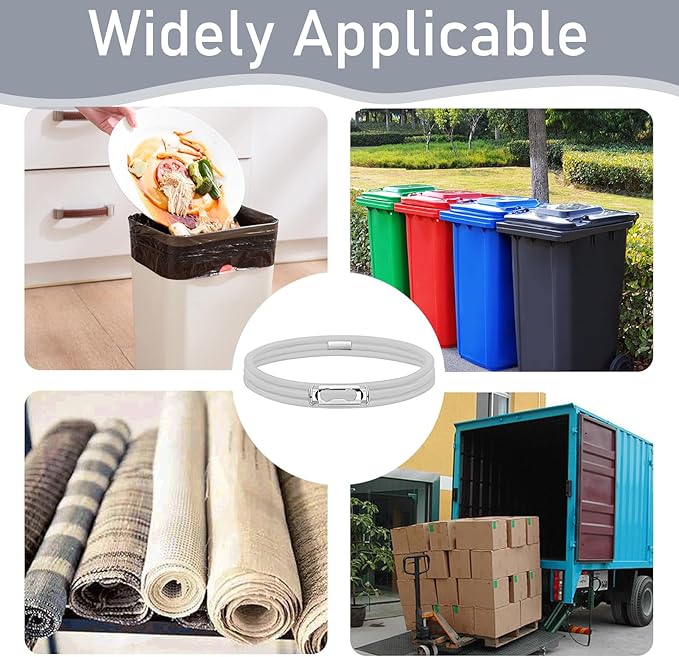 Gallon Trash Can Rubber Bands (Set of 6), Elastic Garbage Bin Straps, Secure Liners for Kitchen, Bathroom, Outdoor & Multi-Purpose Use – Durable (Gray-Extra Large (40-96Gallon))