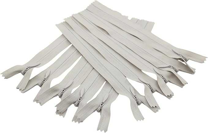 Leekayer 3# 5 Inch Invisible Zipper for DIY Tailor Sewing Craft 12.7cm Grey Hidden Zippers Closed End Bulk 10 PCS/Pack (Grey,5")