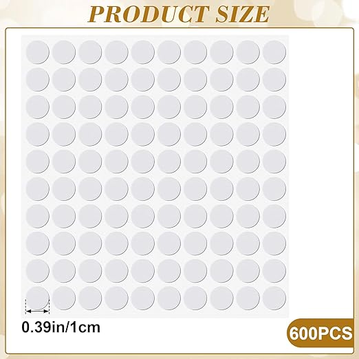 600pcs Small Foam Furniture Pads, Self-Adhesive EVA Foam Dot Circles, White Round Furniture Stickers for Desks Drawers Vases Photo Frames Cabinets Doors Candlesticks- B Styles