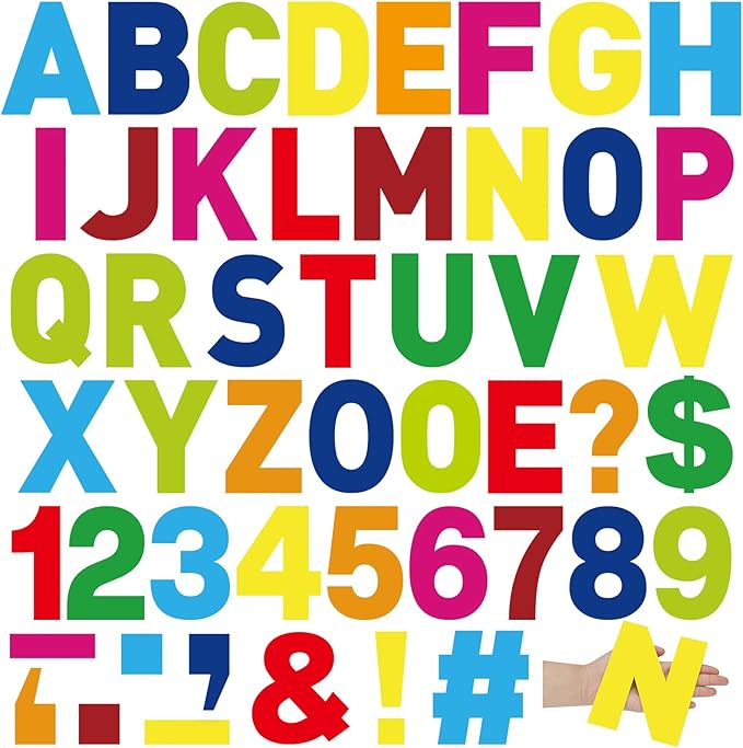 184 Pcs Large Vinyl Letter Sticker 6" Big Alphabet Number and Symbol Sticker Self Adhesive Removable Letter Decal for Christmas Bulletin Board Classroom Decor Poster Window Door Mailbox(Multicolored)