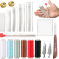 38 PCS Steel Needles for Hand Sewing, Sewing Repair Kit, Embroidery Tool Kit, Include 25 Steel Needles, 1 Seam Sewing Thread Ripper, 2 Needle Threaders, 6 Threads, 2 Thimbles, 1Storage Bag