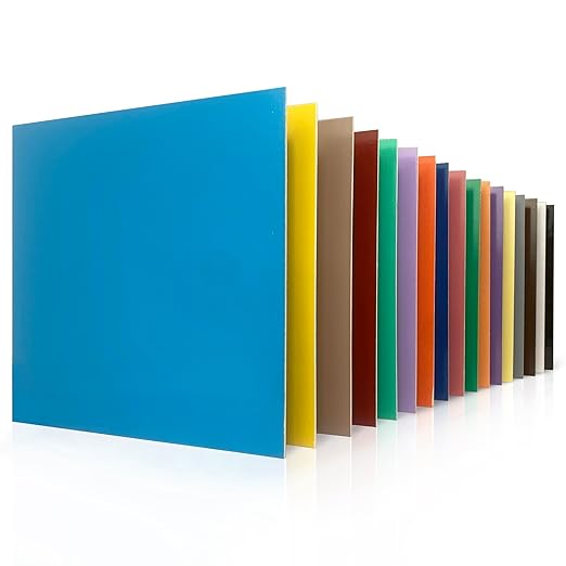 Maker Boards Colors Line of Double Sided Painted 1/8" Basswood Plywood Sheets, 12x12 inches, 1/16th and 1/8th Thickness, 17 Colors Available, Laser Safe, Diode Laser Compatible.
