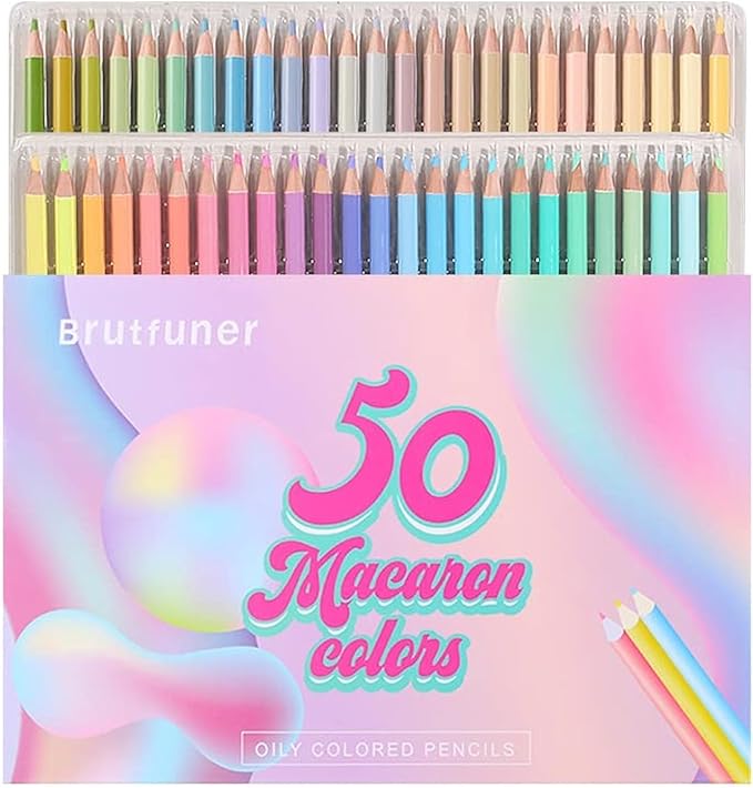 SuoLong 50 Colored Pencil Set, Professional Pastel Coloring Pencils, Art Drawing Pencils for Adult Coloring Books, Artists Drawing, Sketching (Macaron color)