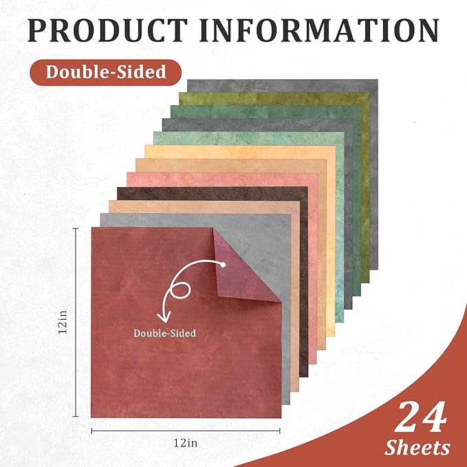 Fall Scrapbook Paper 12x12 - 24 Sheets/24 Designs Double-Sided Autumn Card Stock Pape, Boho Patterned Scrapbooking Paper for Thanksgiving School Office Home Supplies Scrapbook Supplies