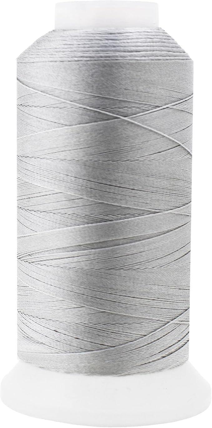 Mandala Crafts Silver Heavy Duty Thread - 1500 Yds Tex 70 Bonded Polyester Threads for Sewing Drapery, Jeans, Leather, Hair, Outdoor Marine Upholstery