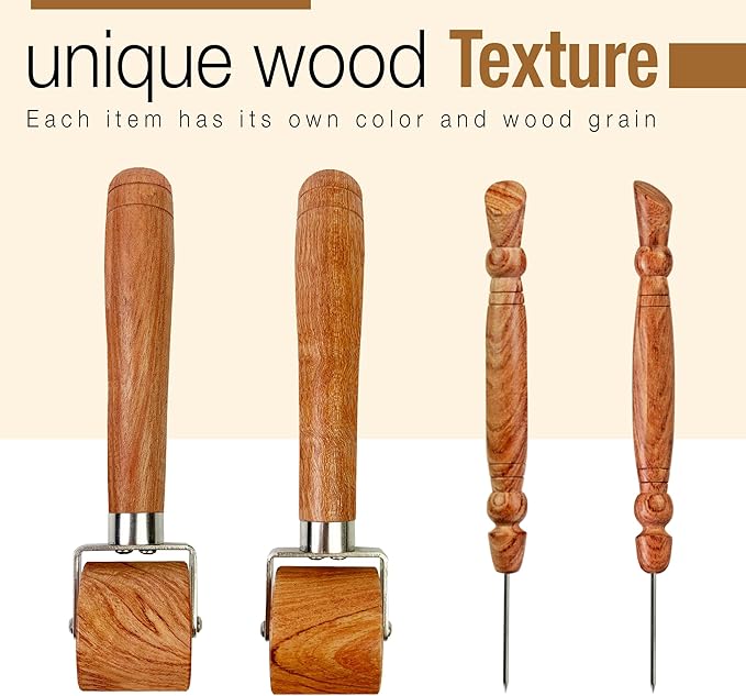 Savina Seam Roller & Stiletto for Sewing/Quilting - Wooden Pressing Roller, Easy to Grip Handle - Wooden Sewing Quilting Tools Set