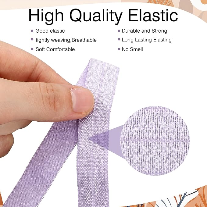 WILLBOND 40 Yards Fold over Elastic Solid Color Trim Elastic 40 Colors Ribbon Sewing Stretch Ribbon Band for Hair Bow DIY Craft Hair Ties Headbands (Morandi Color)