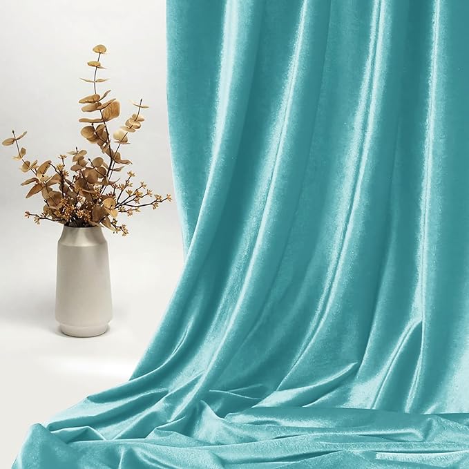 KKJIAF Aqua Sky Stretch Velvet Fabric 60 Inch Wide, 2 Yard Soft Stretchy Fabric for Sewing Clothes, Apparel, Costume, Crafts - 90% Polyester 10% Spandex