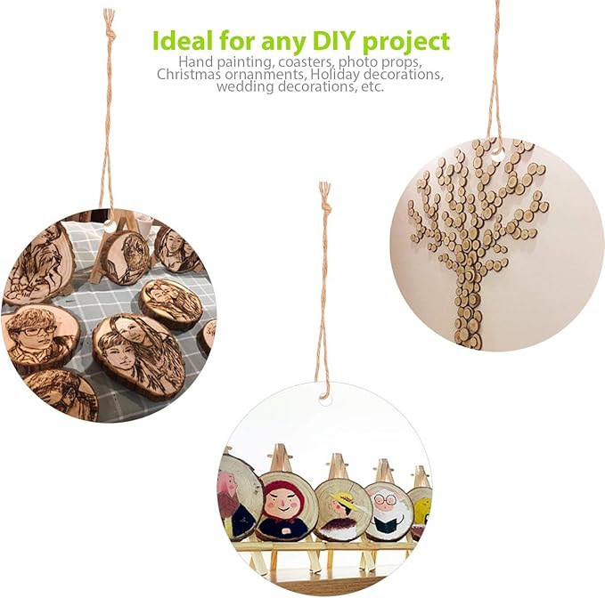 William Craft Unfinished Natural Wood Slices 20 Pcs 2.75-3.1 inch Wood Coaster Pieces Craft Wood kit Circles Crafts Christmas Ornaments DIY Crafts with Bark for Crafts Rustic Wedding Decorationbirch