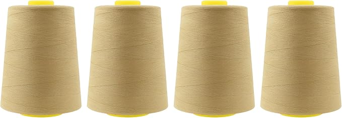 Mandala Crafts 4 Pack of Serger Threads Cones Spools - 20S/2 24000 Yards Polyester Khaki Threads for Sergers Machine and Overlock Quilting Sewing Machine