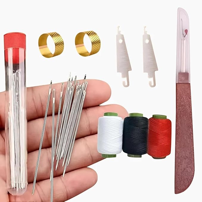 Professional Stainless Steel Sewing Needles Set, Hand Sewing Kit with Large Eye Design, 34 Pieces