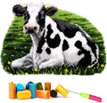 EMISTEM Latch Hook Kits for Adults - DIY Latch Hook Rug Kits, Crochet Kit for Beginners, Rug Making Kits with Printed Canvas, Gift Packaging. (Cow,21x16 inch)