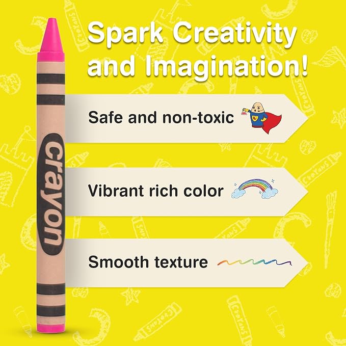 80 Count Single Color Crayons Bulk Pack - PINK single color crayon refill - Regular size crayons (5/16" x 3-1/2")