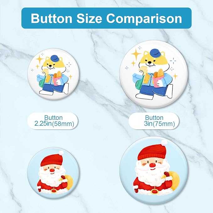 200 Sets 2.25 Inch Button Maker Supplies, 58mm Round Badge Parts with Metal Covers, Plastic Pin Backs, Clear Film & Blank Paper, Perfect for Button Maker Machine & Badge Press