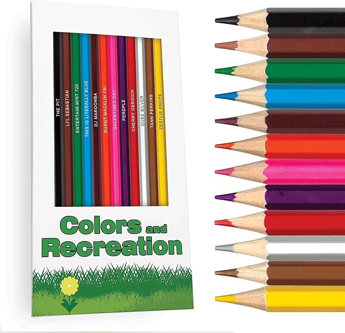 Colors & Recreation-Themed Colored Pencil Set for Fans of Parks & Rec | Set of 12 Parody Pencils with Clever Show References | Each Pencil Foil-Stamped with Fun Quotes | Ideal Gift