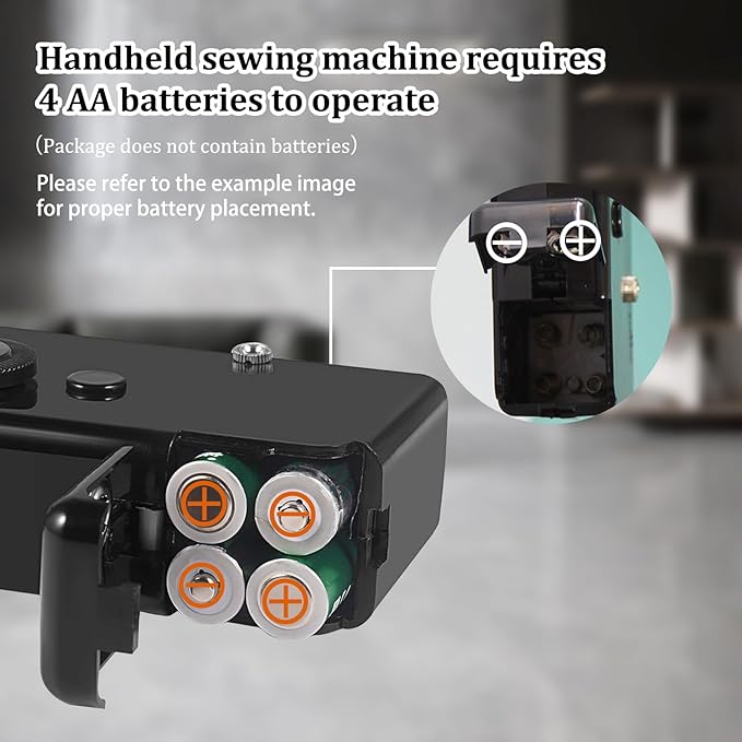 Handheld Sewing Machine, Portable and Easy-to-Use Mini Sewing Machine, Battery and USB Operated, Ideal for Beginners and Home Use - Black