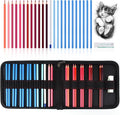 Mifuner Professional Drawing Set, 12 Colored Pencils & 12 Graphite Pencils with Eraser & Case, Art Supplies for Sketching Shading Blending, Gifts for Artists Adults Beginners.Red Black