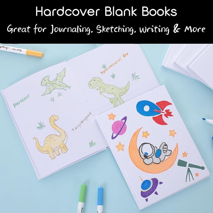 36 Pack Hardcover Blank Book,6x8 Inch Unlined Sketchbook Journal - 18 Sheets/36 Pages Each, Bulk Pack of White Hardcover Blank Books for Writing, Drawing Make Your Own Book, Multi-Purpose for Students & Adults