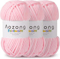 Super Soft and No Shedding Chunky Chenille Yarn for Crocheting and Knitting -Easy to Crochet with-Super Bulky #6, 3Pack of 3.5oz/82yds -Chunky Plush Yarn for Hand Craft Blanket Amigurumi Pink Color