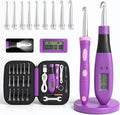 Light up Crochet Hook Set Counting Set Digital Crochet Kit Ergonomic with Lighted Led and Stitch for Crocheting and Knitting