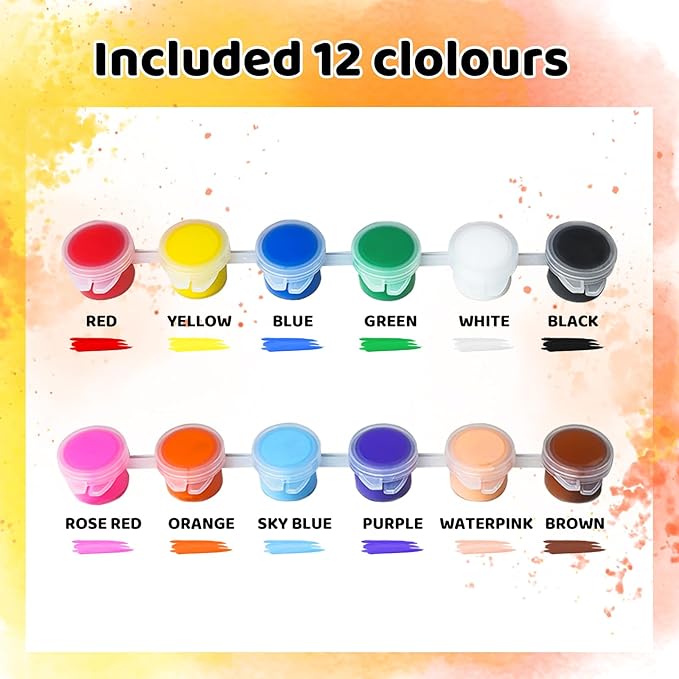 30 Pack Mini Acrylic Paint Set, 420 PCS Kids Paint Kit Container Strips Storage, 12 Colors Acrylic Paints Strips for Kids&Adults Craft Paint for Home Classroom Party Favors Paiting Gifts (420)