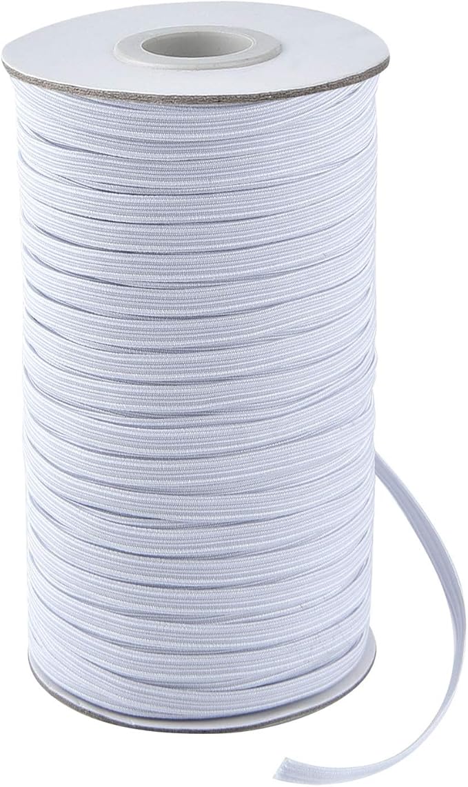 Coopay 100 Yards Length 1/4" Width Elastic Bands Flat Elastic Cord Rope Heavy Stretch Spool Knit for Sewing DIY Projects, Arts & Crafts (White, 1/4 Inch)