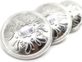Silver Metal Shank Buttons - 12 Pcs - 3 Size Options - Floral Round Metal Shank Buttons for Men Women Blazer Coat Uniform Shirt Suit and Jacket Sewing Craft DIY N5803