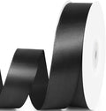1" x 50 Yards Satin Ribbon - Black Silk Ribbon with Spool - Ideal for Gift Wrapping, Floral Bouquets, Crafts, Wedding Party Decorations, Christmas and Sewing Projects