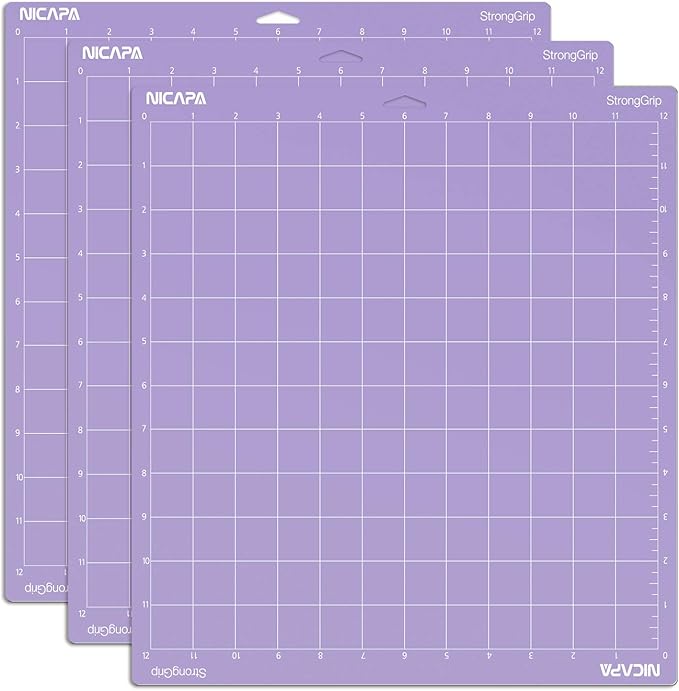 Nicapa Strong Grip Cutting Mat for Cricut Maker 3/Maker/Explore 3/Air 2/Air/One (12x12 inch,3 Mats) Strong Adhesive Sticky Purple Quilting Replacement Cut Mats