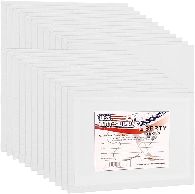 US Art Supply 24-Pack of 8 X 10 inch Professional Artist Quality Acid Free Canvas Panel Boards for Painting Value Pack of 24 (1 Full Case of 24 Single Canvas Board Panels)