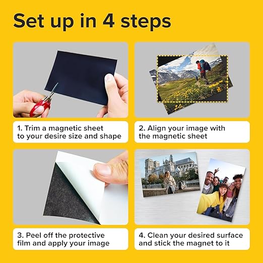 Strong Self-Stick Adhesive Magnetic Sheets 5 Pcs (5x7/13x18cm) – Customizable Magnetic Paper for Photo, Magnet Stickers, Labels, Crafts; for Fridge, Lockers, Whiteboards, Office, Projects