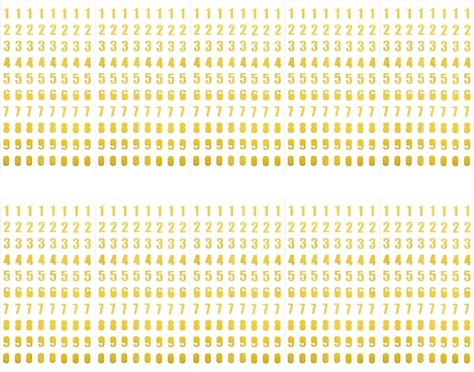 10 Sheets Gold Number Stickers 0-9, Small Self-Adhesive Glitter Number Stickers Mini Numbers Sticker for Phone Plate on Car Scrapbooking DIY Crafts Classroom Decor